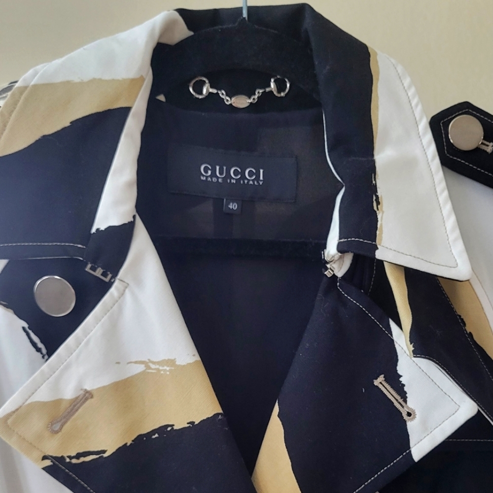 Black/White/Tan Black/White/Tan Zebra Pattern Printed Coat/Trench Coat - Picture 3 of 11